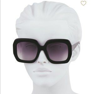 alice + olivia "Lexington" square sunglasses in black with crystal details